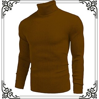                       Fashlook Solid Brown Full Sleeve Sweaters For Mens                                              