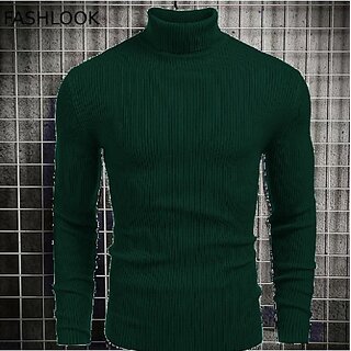                       Fashlook Solid Green Full Sleeve Sweaters For Mens                                              