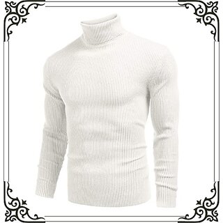                       Fashlook Solid White Full Sleeve Sweaters For Mens                                              