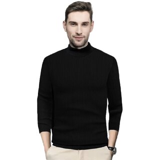                      Fashlook Solid Black Full Sleeve Sweater for Men - Comfortable, Stylish, Warm Knit Pullover for Casual and Winter Wear                                              