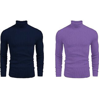                       Fashlook Solid Multicolor Full Sleeve Sweaters For Mens (Pack of 2)                                              