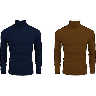                       Fashlook Solid Multicolor Full Sleeve Sweaters For Mens (Pack of 2)                                              