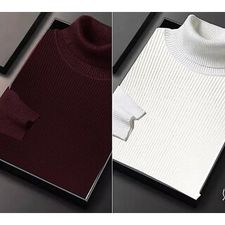                       Fashlook Solid Multicolor Full Sleeve Sweaters For Mens (Pack of 2)                                              