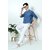 Fashlook Solid Curved Collar Regular Fit Cotton Blend Casual Blue Shirt For Mens