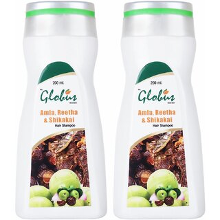                       Globus Naturals Amla, Reetha  Shikakai Hair Shampoo (Pack of 2)                                              