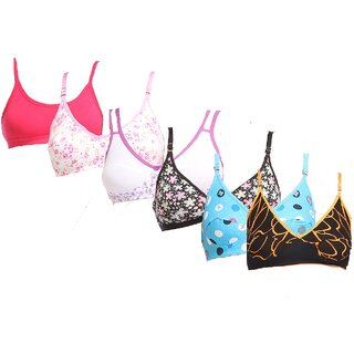                       Pack Of 6 Minha Fashion Multicolor Non- Padded Bra                                              