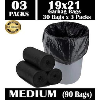                       (Pack of 3) Refuse Garbage (90 Bags) 19x21 Medium 3 L Garbage Bag Pack Of 90  (90Bag )                                              