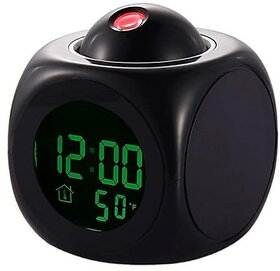 Digital LCD Voice Talking Function Clock | LED Wall/Ceiling Projection with Alarm/Snooze/Temperature Display 12hr/24hr Clock (Multi-ColorPack of 1).