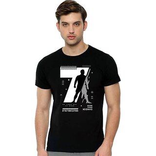                       Tee Town Graphic Print Men Round Neck Black T-Shirt                                              