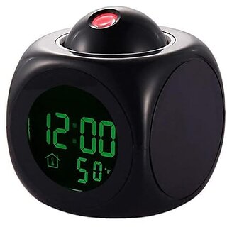                       Digital LCD Voice Talking Function Clock | LED Wall/Ceiling Projection with Alarm/Snooze/Temperature Display 12hr/24hr Clock (Multi-ColorPack of 1).                                              