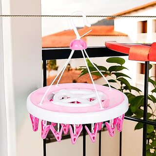                       Mannt 24 Laundry Clip Dry Rack For Cloth, Towel, Underwear Plastic Clip Plastic Tie Hanger For Tie(multicolor)(round)                                              