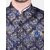 Roundfeet Men Silk Blend Blue Kurta Pyjama Ethnic Jacket Set