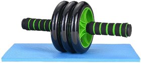 Automatic Rebound Design 3 Wheel Ab Roller with Knee Mat Abdominal Workout Fitness Exercise Equipment