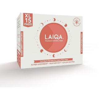 LAIQA Rash-Free Ultra Soft Heavy Flow Sanitary Pads for Women15 X-Large Premium Pads with 15 Disposable Bag+3 Free Pant LAIQA Rash-Free Ultra Soft Heavy Flow Sanitary Pads for Women15 X-Large Premium Pads with 15 Disposable Bag+3 Free Pant