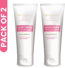 Derma Puritys Sunscreen - 100ml x 2  SPF 50 Gel Based  Pack of 2  With Aloe Vera Extract