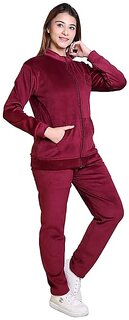 D-LINE Women's Velvet 2-Piece Tracksuit Set with Self Design (Top and Pyjama)