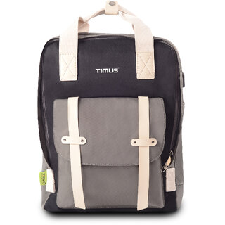 Timus Miami Black Premium Polyester Trendy Backpack for Women and Men Stylish 21L Backpack fit 15.6 inch Laptop Daypack