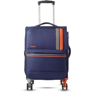 Timus Sportive Soft Sided Premium Polyester 8 Wheels with 360 Degree Rotational Small Cabin Trolley Bagin Built TSA Loc