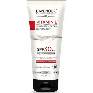                       L'avenour Sunscreen - SPF 30++ PA+ Vitamin E Sunscreen, SPF 30++ For UVB & UVA Protection, For All Outdoor Sports (100 ml)                                              