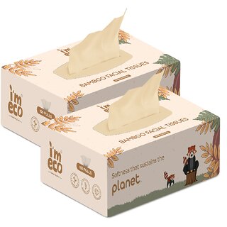 IMECO Bamboo Facial Tissues Box 100 Pulls - Pack of 2