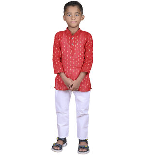 Kid Kupboard Cotton Boys Kurta and Pyjama Set, Red and White, Full-Sleeeves, 7-8 Years KIDS6721 Kid Kupboard Cotton Boys Kurta and Pyjama Set, Red and White, Full-Sleeeves, 7-8 Years KIDS6721