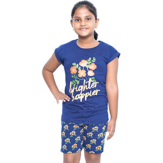 Kid Kupboard Cotton Girls T-Shirt and Short Set, Dark Blue, Half-Sleeves, 11-12 Years KIDS6725 Kid Kupboard Cotton Girls T-Shirt and Short Set, Dark Blue, Half-Sleeves, 11-12 Years KIDS6725