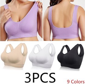 3pcs/set Plus Size Shockproof Full Busted Wireless Yoga Sports Bras