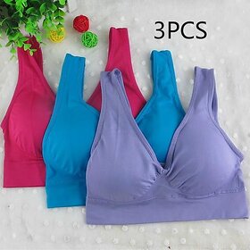 3 Pack Women's Sports Bra Wirefree Yoga Bras Tank Top High Intensity Push Up