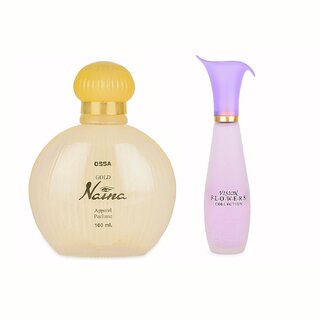 Ossa Vision Flowers EDP 100ml And Gold Naina EDP 100ml Long Lasting Perfume Combo For Men And Women (Pack of 2) Ossa Vision Flowers EDP 100ml And Gold Naina EDP 100ml Long Lasting Perfume Combo For Men And Women (Pack of 2)