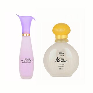                       Ossa Vision Flowers EDP 100ml And Gold Naina EDP 30ml Long Lasting Perfume Combo For Men And Women (Pack of 2)                                              
