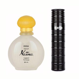                       Ossa Hunter EDP 100ml And Gold Naina EDP 30ml Long Lasting Perfume Combo For Men And Women (Pack of 2)                                              