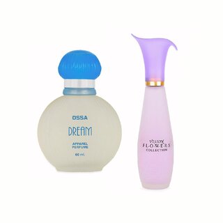                       Ossa Vision Flower EDP 60ml And Dream Collection EDP 60ml Long Lasting Perfume Combo For Men And Women (Pack of 2)                                              