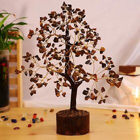 Crystal Divine Tiger Eyes Crystal Tree Handmade Home Decor Items Crystal Bonsai Tree Showpiece for Home Decor Vastu Gift