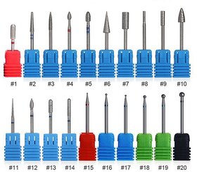 1PC Diamond Nail Drill Bit Rotery Electric Milling Cutters For Pedicure Manicure Files Cuticle Burr Nail Tools Accessories 20Types (