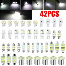 42Pcs Car Interior Combo LED Map Dome Door Trunk License Plate Light Bulbs Clear Xenon 6000k White License Plate Light Trunk Lig (42pcs/set)