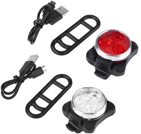 1/2PCS USB Rechargeable Cycling Bicycle Light Mountain Bike Super Light Charging Taillight Outdoor Headlight Front Tail Clip Light Lamp (Red-1PC)