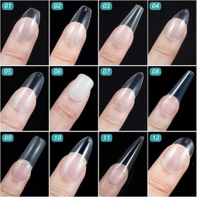 500 Pieces Per Pack False Nail Tips Full Half Cover Fake Nails Round Square Coffin Almond Nail Manicure Kits (05 500 PCS)