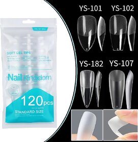 5 Rows, 120 Pieces 1 Bag Soft Gel False Nail Tips 24 Pieces/Row 10 or 11 Sizes Half Matte Traceless Fake Nails (YS109)