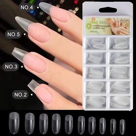 100 Pieces/Box Traceless False Nail Tips Matte No Trace Fake Nail Tips Nail Extension Accessories (Model 04)