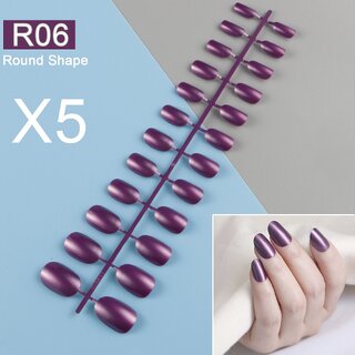 5 Sets/Pack Color Round Shape False Nail Tips Colored Press On Fake Nail Tips 24 Pieces/Set Full Cover Nail Tips DIY (R06 5 Set in the same color) 5 Sets/Pack Color Round Shape False Nail Tips Colored Press On Fake Nail Tips 24 Pieces/Set Full Cover Nail Tips DIY (R06 5 Set in the same color)