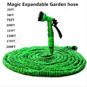 25FT-200FT Magic Flexible Garden Hose Expandable Watering Hose With Plastic Hoses Telescopic Pipe With Spray Gun To Watering (Green, 125)