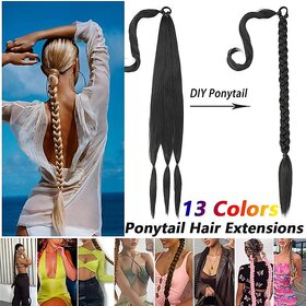 Synthetic Long Ponytail Hair Extensions DIY Braided Ponytail with Hair Rope for Women Hairpiece Pony Tail (COLOR SW244-613)