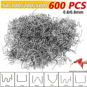 600/500/100/50Pcs Car Bumpers Plastic Welding Machine Welding Wire Plastic Welders Studs Appearance Repairing Machine Mending Repairing Standard Pre Cut Waves Staple (0.6MM-M-100PCS)