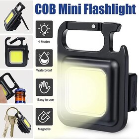 1pc Mini Flashlight Rechargeable Glare COB Keychain Light USB Charging Emergency Lamps LED Work Light Portable Outdoor Camping Light (1PCS 2000LM)