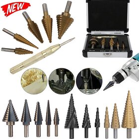 1Pcs/3Pcs/5Pcs/6Pcs Large Cobalt HSS Step Ti Cone Drill Hole Cutter Bit Set Tool (5PCS (WITH BOX))