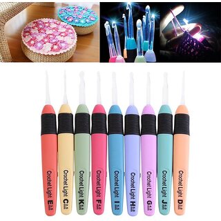                       Led Light Up Crochet Hook Knitting Needles Weave Sewing Tool Accessories (2.5MM YELLOW)                                              