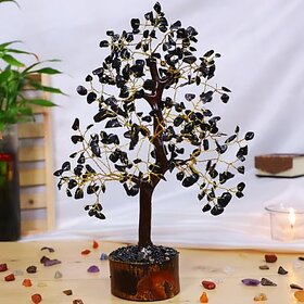 Crystal Divine Black Tourmaline Chips Crystal Tree Handmade Natural Gemstone Tree for Protection and Energy Cleansing Cr