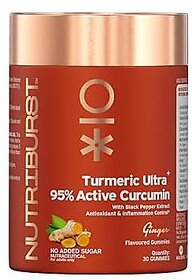 Nutriburst Turmeric Ultra Gummies With 95 Active Curcumin 800Mg  Black Pepper Gut Health Management  Anti-Inflammatory  Digestion  Antioxidant  Anti-Ageing Skin  30 Gummy