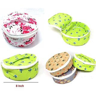                       Cotton  Round zipper Roti Cover (Multicolour pack of 1 )                                              