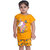 Kid Kupboard Cotton Girls T-Shirt and Short Set, Yellow, Half-Sleeves, 5-6 Years KIDS6797
